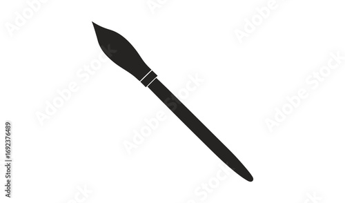 Black silhouette of a paintbrush on a white background
