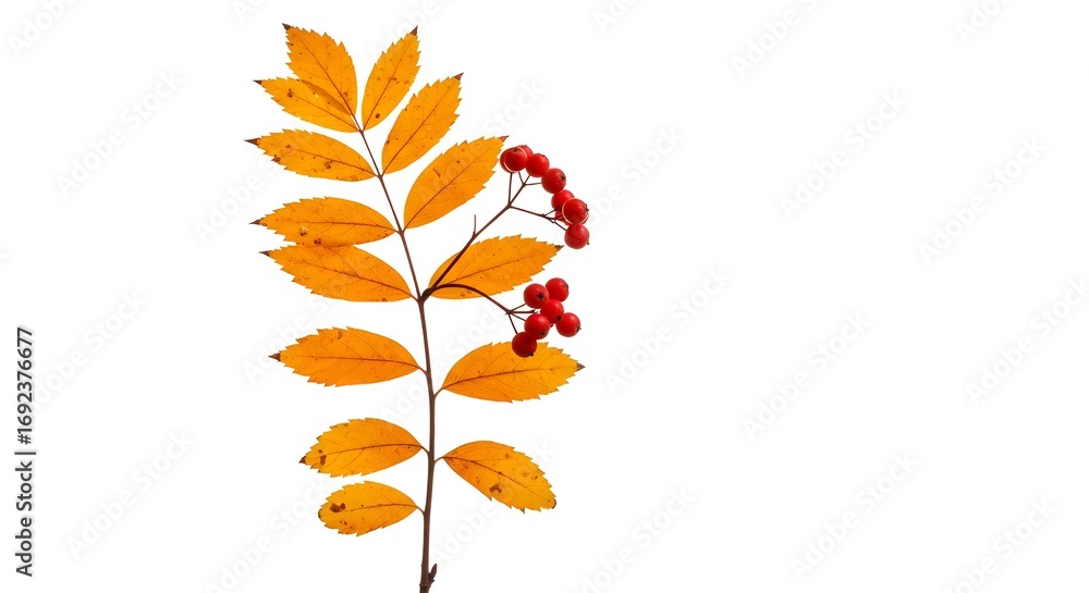 Fototapeta premium [Fondo transparente PNG] Las hojas de otoño se ramifican sobre fondo blanco