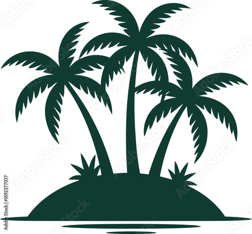 Dreamy tropical island escape with swaying palm trees over calm ocean waters for vacation vibes and summer fun