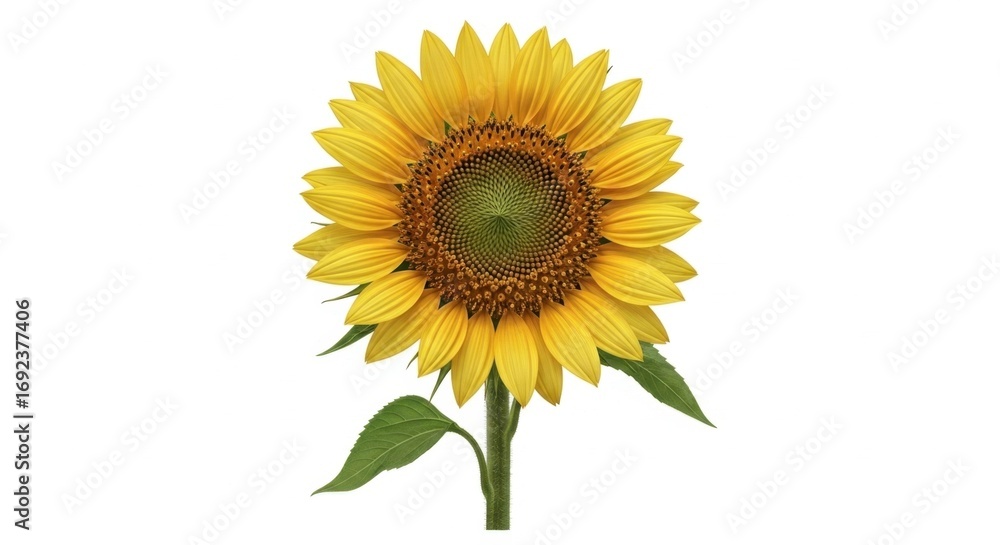 Obraz premium Vibrant Sunflower on White Background Isolated Closeup.