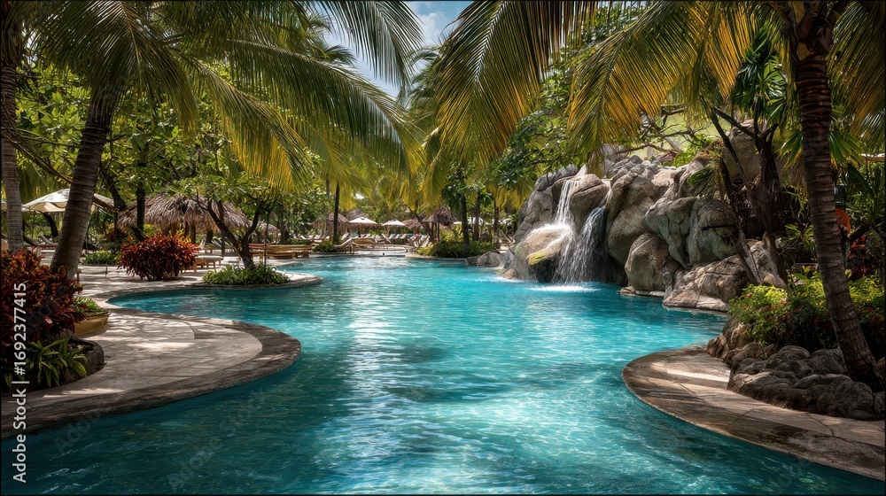 Fototapeta premium Costa Rica Resort: Tropical Swimming Pool Oasis for Your Beautiful Vacation