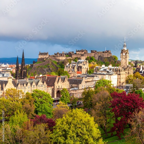 Panoramic view of Edinburgh cityscape