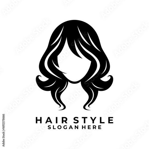 Women with beauty hair logo design vector. Hair style women logo design