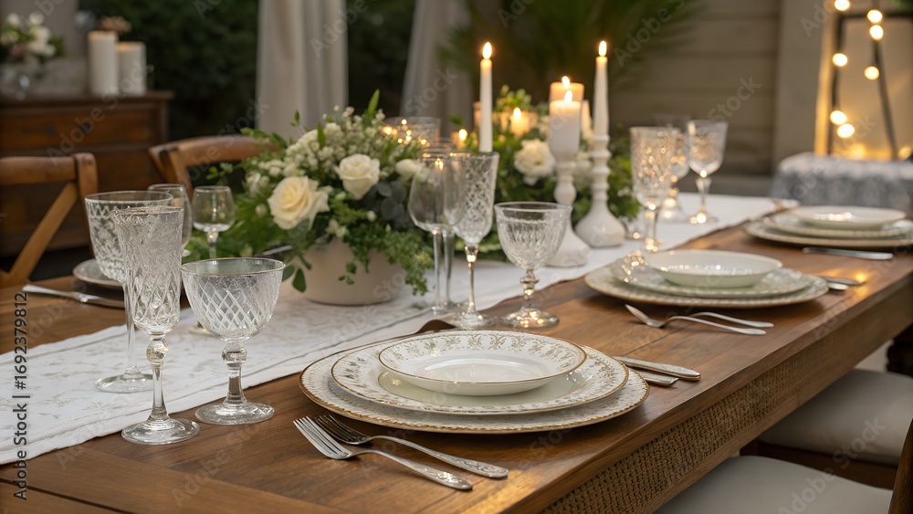 Elegant dining table setup. Elegant dining table setup.