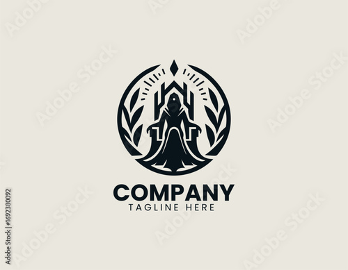 Pharaoh head illustrated as majestic vector logo in traditional ancient Egyptian royal design style
