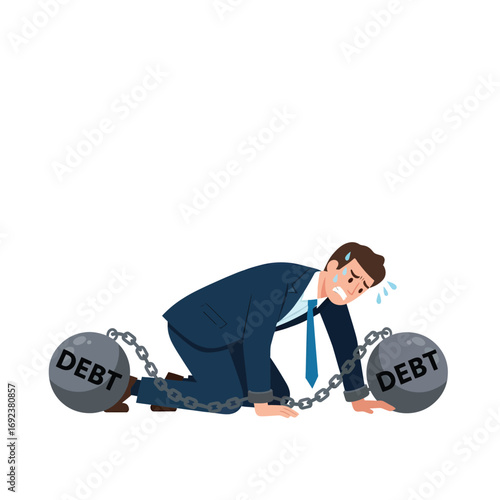 Burdened Businessman Struggling Under Heavy Debt Load