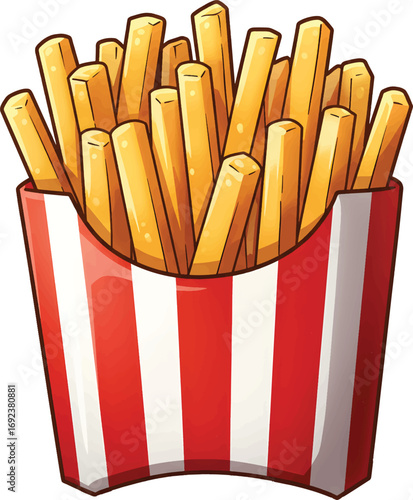 Vector Illustration Cartoon french fries in a red and white container