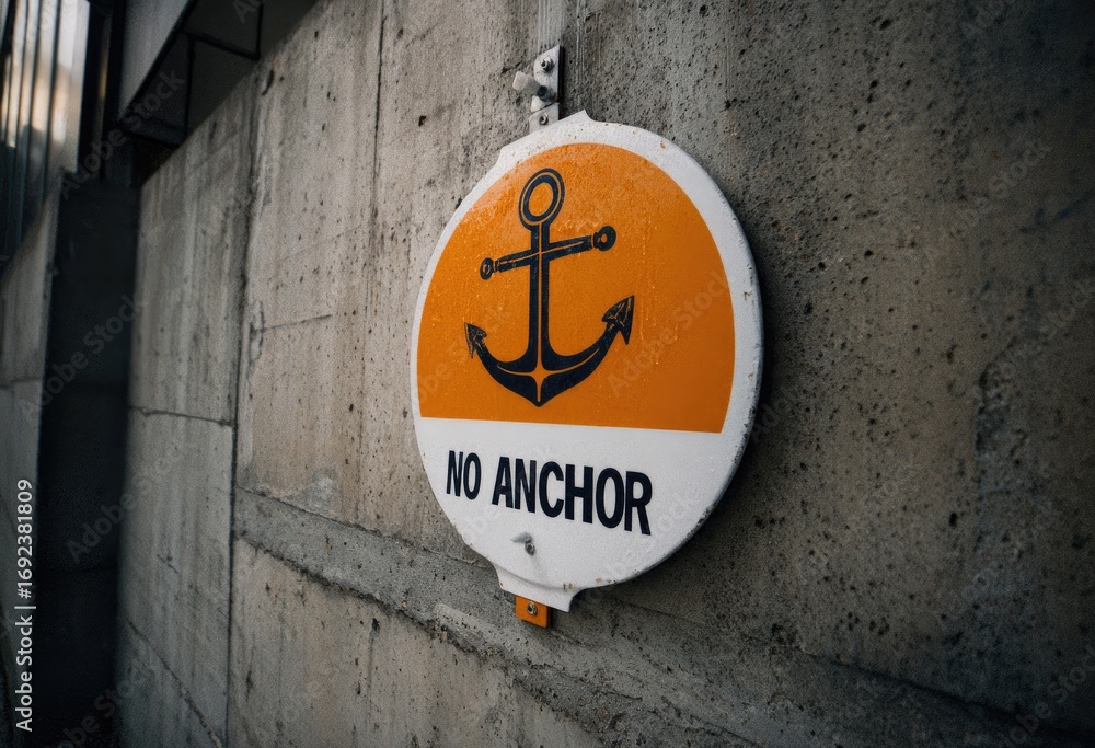 Obraz premium Orange sign with anchor, no anchor