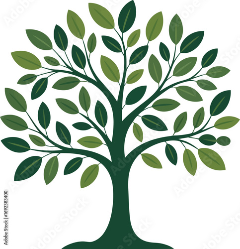 Vibrant green tree with lush leaves symbolizing growth, nature, and life