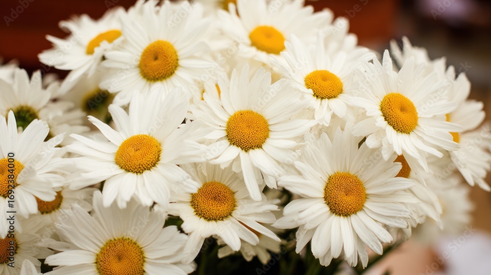 Fototapeta premium Delicate Bouquet of Daisies with Vibrant Yellow Centers in Natural Light