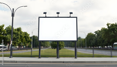Blank street billboard mockup signboard frame advertising, simple style. White tone