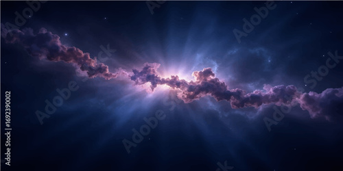 Abstract light sky with stars and rays of sunlight