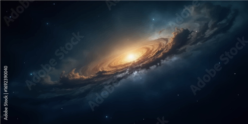 Sunrise over Earth and planets in space with colorful sky and clouds