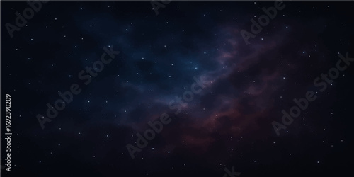 Starry night sky with stars and colorful nebula in outer space