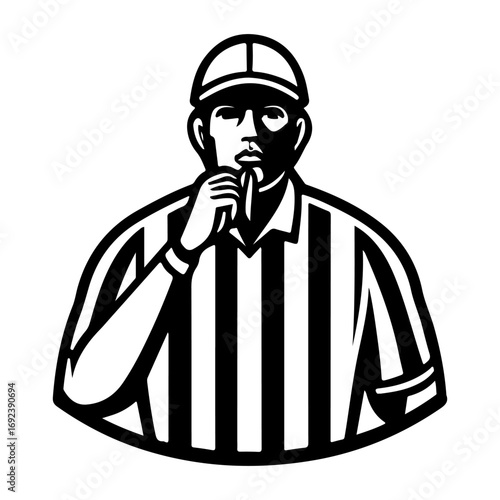 Black and white illustration of a referee signaling a foul