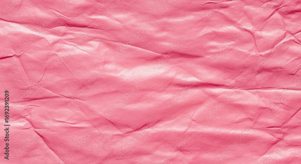 Fototapeta premium Closeup of a crumpled pink paper, creating a textured and abstract pattern