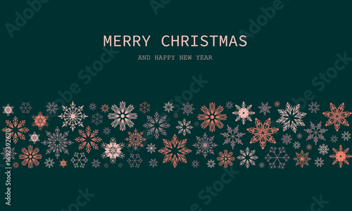 Modern Christmas Card with Pink and Coral Snowflakes