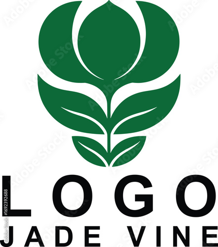 Jade Vine Logo: Elegant Green Floral Design for Business Branding