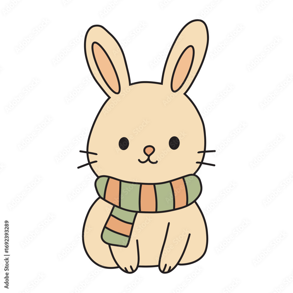 Obraz premium cute rabbit with scarf and scarf