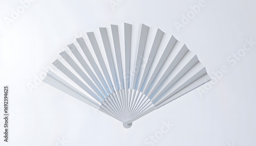 White folding hand fan mockup isolated, Colored gel lighting. White tone
