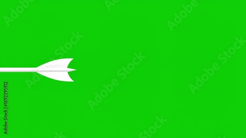 White arrow flying left animation green screen chroma key directional motion video