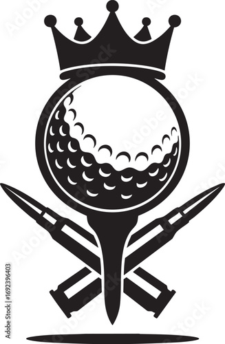 Golf Ball with Crown and Crossed Clubs