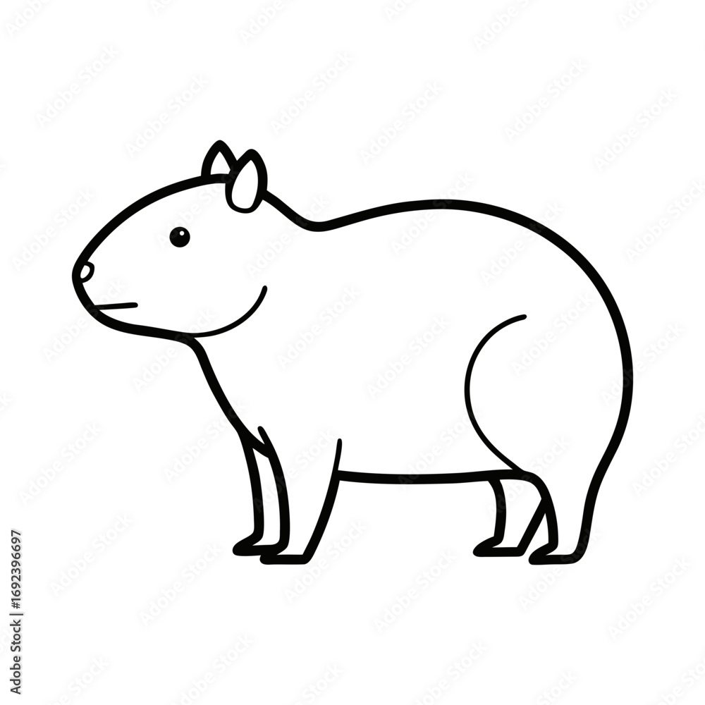 Fototapeta premium Capybara Animal Outline Illustration on White Background