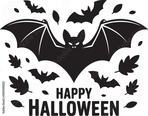 Halloween silhouette  halloween bat icon set