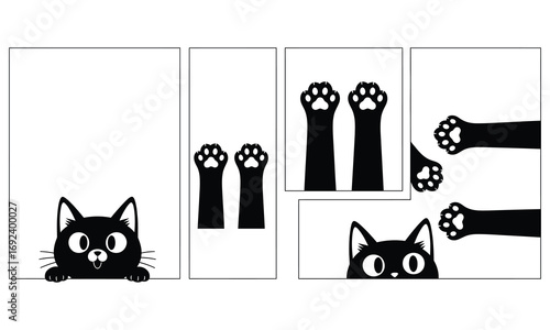 Cute vector cartoon illustration of a black cat  showing love and affection 