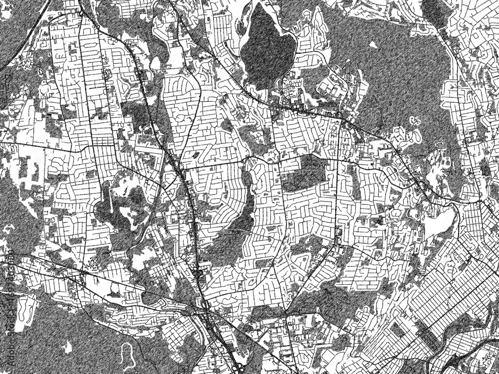 Fototapeta premium Black and white hand-drawn map of Wayne, New_jersey, designed as a decorative illustration.