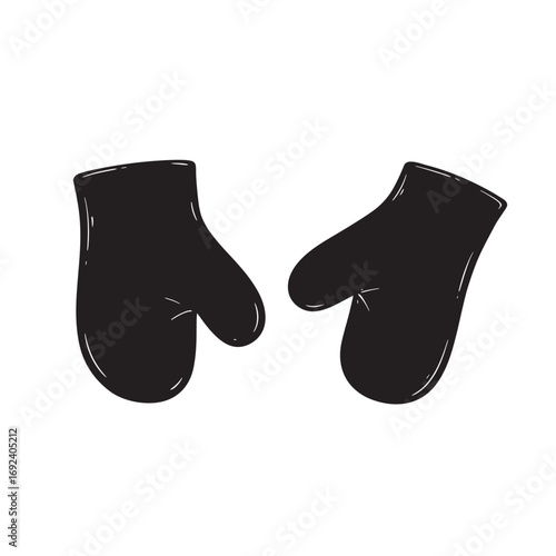 black and white silhouette of pot holders or oven mitts vector on white background