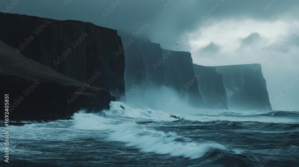 Fototapeta premium Stormy coastline cliffs