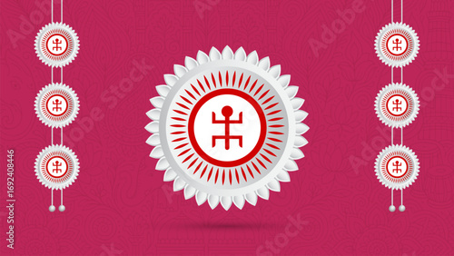 Durga Puja festive background featuring the traditional Bengali Chandmala, a decorative ornament used for pandal decoration during the festival