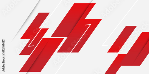Abstract red and white banner design vector, dynamic sporty horizontal background