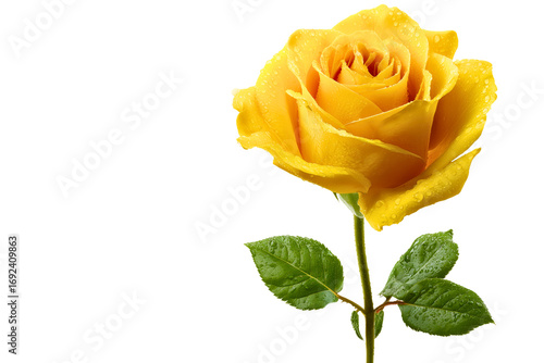 single yellow rose isolated on white (transparent) background