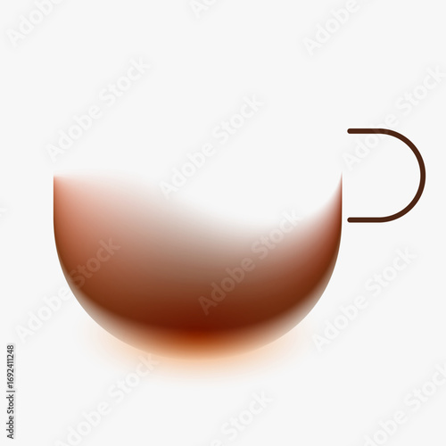 Coffee cup silhouette. Creative minimal composition with gradient blurred and line elements. Modern abstract fashion vector illustration.