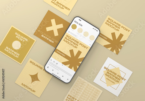 Social Media Square Posts Banners Mockup
