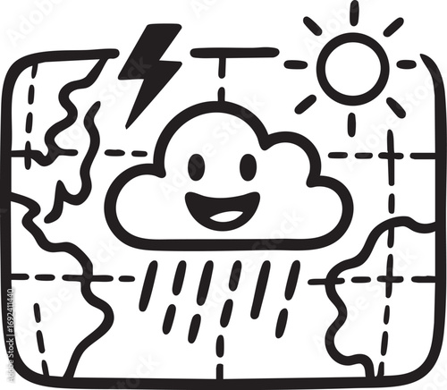Weather forecast icon with cloud and lightning