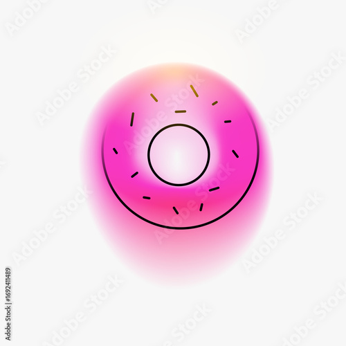 Donut silhouette. Creative minimal fast food composition with gradient blurred and line elements. Modern abstract fashion vector illustration.