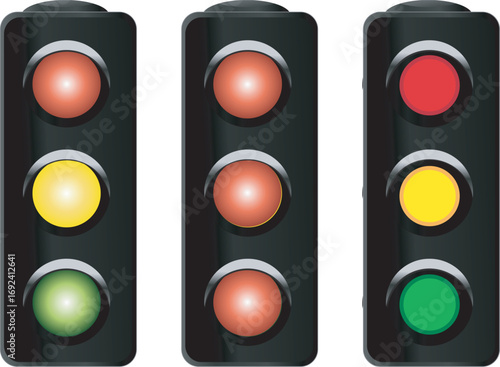 Traffic Signal Light vector bundle set featuring road signs and signal icons for transport and safety projects.