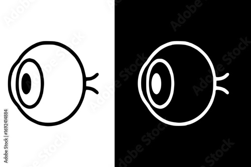 Minimalist Human Eyeball Icon – Side View Line Art in Black and White