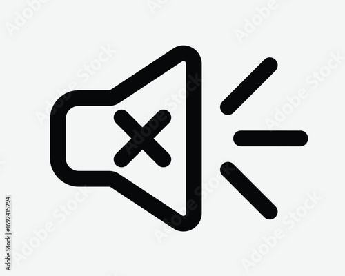 Speaker Mute Line Icon Loudspeaker Silent Ringer Silence Turn Off Broadcast Message Sound Music Volume Media Control Shutdown Black Sign Symbol Outline