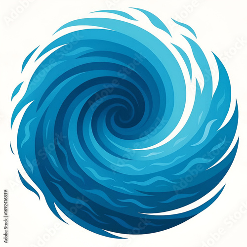 Blue Swirling Spiral Vortex Illustration Resembling Whirlpool Hurricane or Wave
