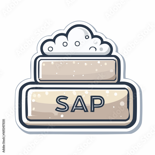 Illustration of a cloud-shaped soap with the word SAP, representing a business concept.