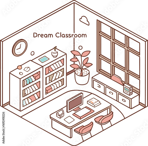 Isometric vector illustration of an urban city with various house and apartment building icons