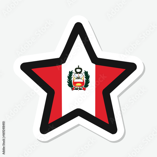 A star-shaped sticker featuring the flag of Peru with its coat of arms.