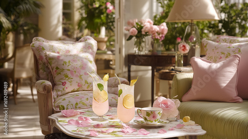 Summer garden by the lemon tree, countryside nature