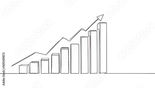 Simple line drawing of a bar graph showing upward growth