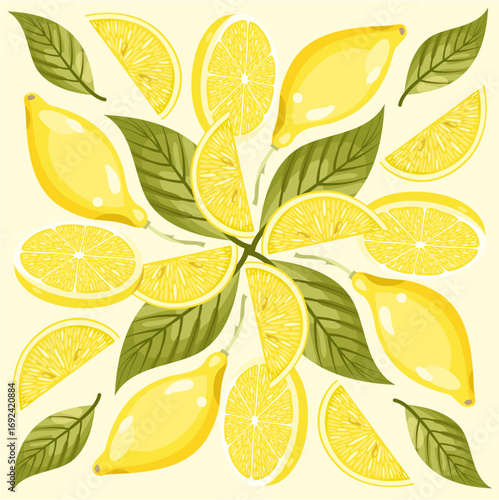 Lemon tile seamless pattern