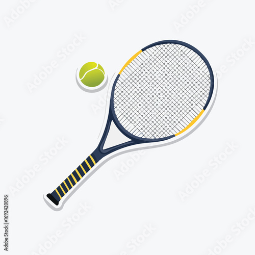 A tennis racket and ball, depicting the equipment used in the sport of tennis.